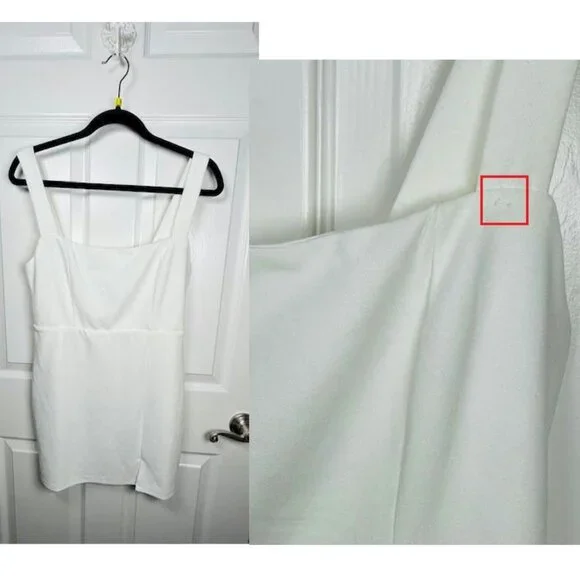 Social Sensation White Square Neck Mini Bodycon Dress Size Medium See Photos - Picture 2 of 7